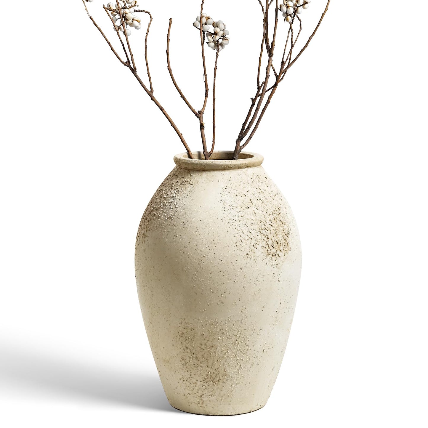 Wabi Sabi Large Ceramic Vase - Earthy Stone Greige