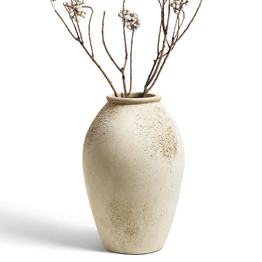 Wabi Sabi Large Ceramic Vase - Earthy Stone Greige