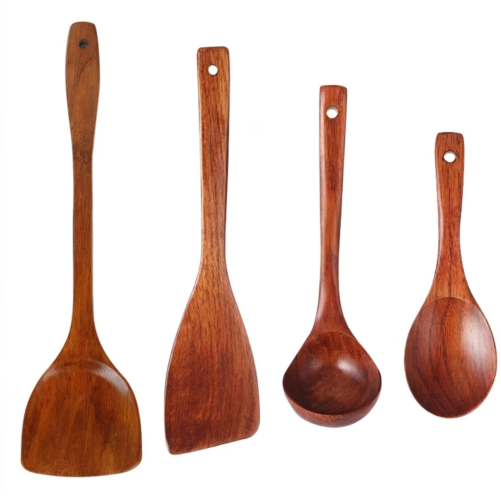 Japanese Teak Wood Kitchen Utensil Set - 6 Pieces